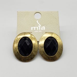 Mia Lead Free Earrings, Tarnished Gold Tone